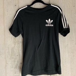 Black 3 Stripe Adidas Logo Black T-Shirt